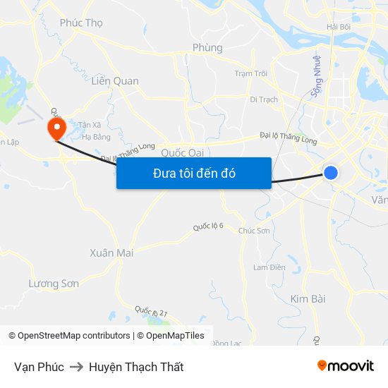 Vạn Phúc to Huyện Thạch Thất map