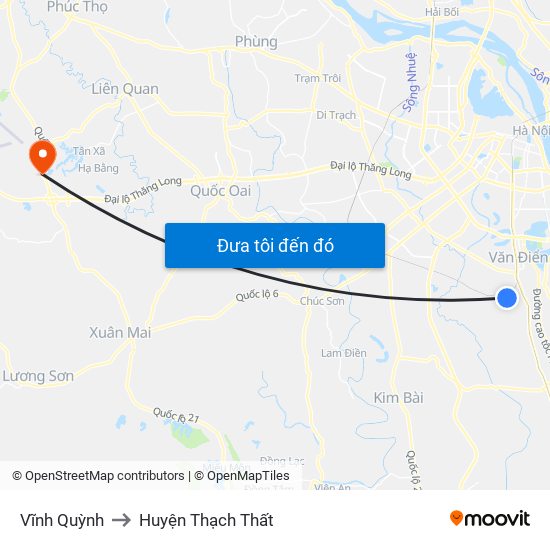 Vĩnh Quỳnh to Huyện Thạch Thất map