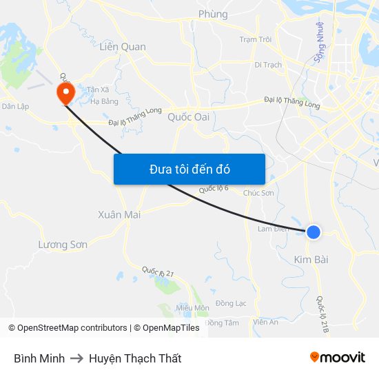 Bình Minh to Huyện Thạch Thất map