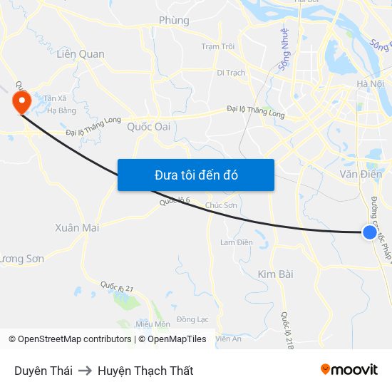 Duyên Thái to Huyện Thạch Thất map