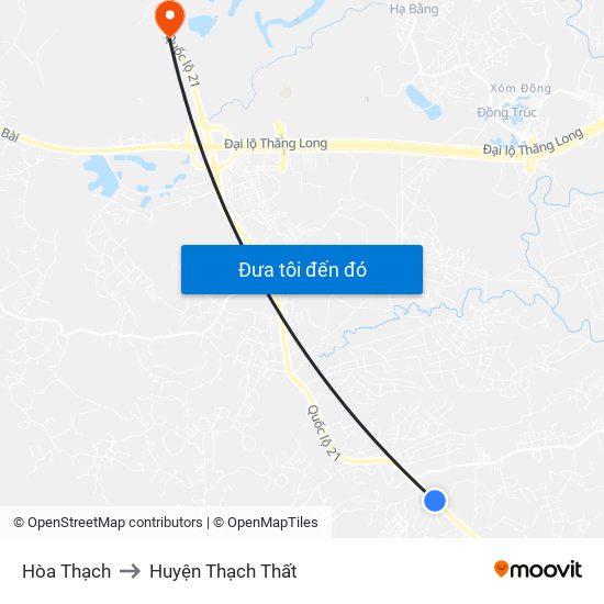 Hòa Thạch to Huyện Thạch Thất map