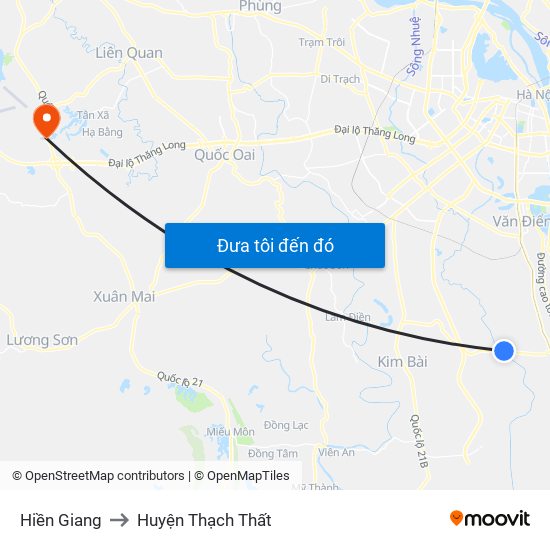 Hiền Giang to Huyện Thạch Thất map