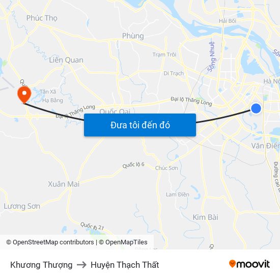 Khương Thượng to Huyện Thạch Thất map