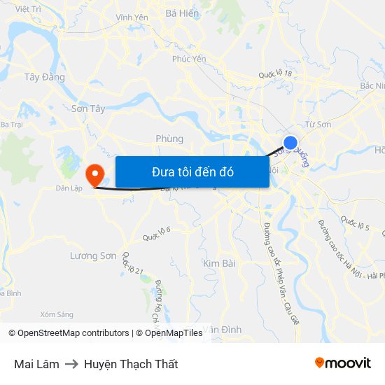 Mai Lâm to Huyện Thạch Thất map