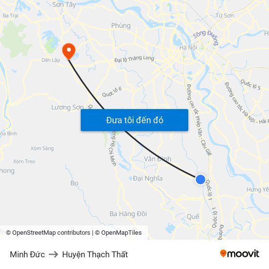 Minh Đức to Huyện Thạch Thất map