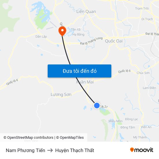 Nam Phương Tiến to Huyện Thạch Thất map