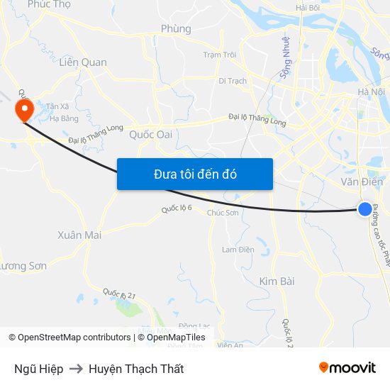 Ngũ Hiệp to Huyện Thạch Thất map