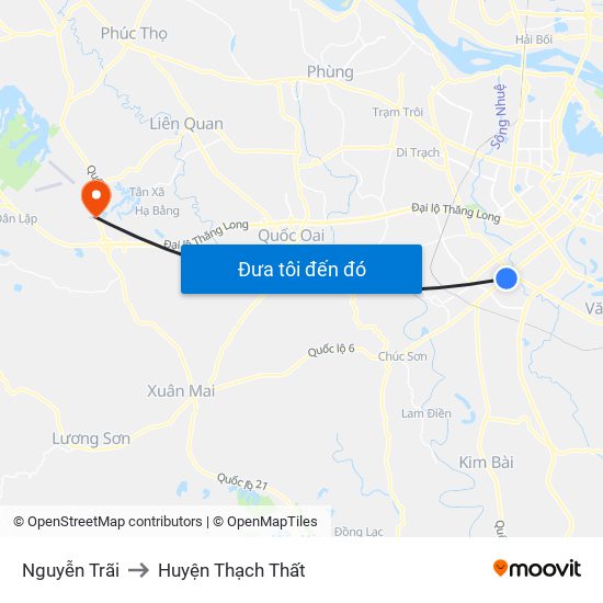 Nguyễn Trãi to Huyện Thạch Thất map