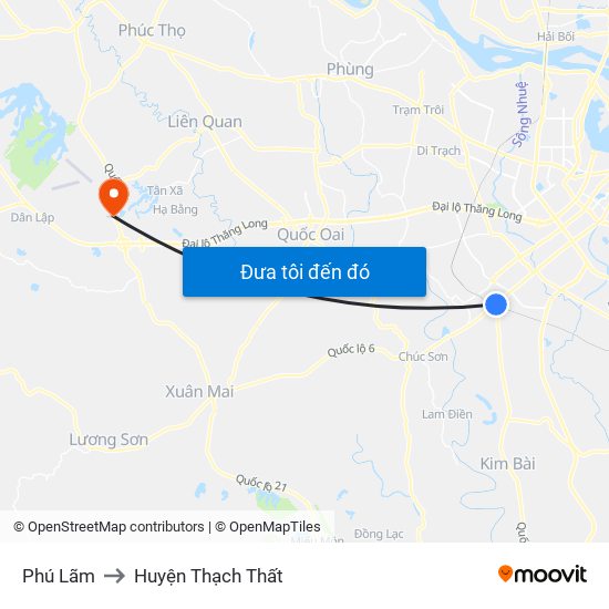 Phú Lãm to Huyện Thạch Thất map