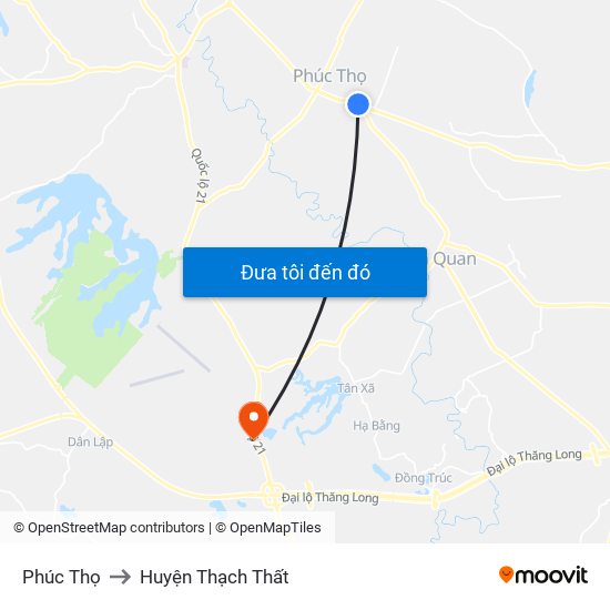 Phúc Thọ to Huyện Thạch Thất map