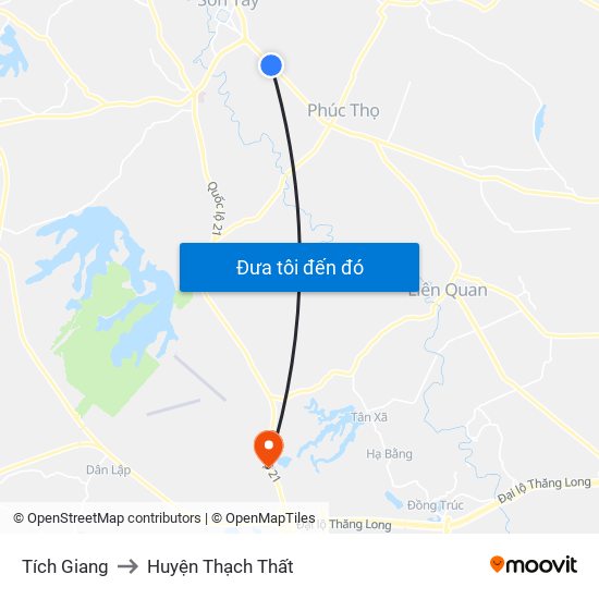 Tích Giang to Huyện Thạch Thất map