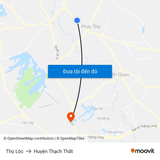 Thọ Lộc to Huyện Thạch Thất map