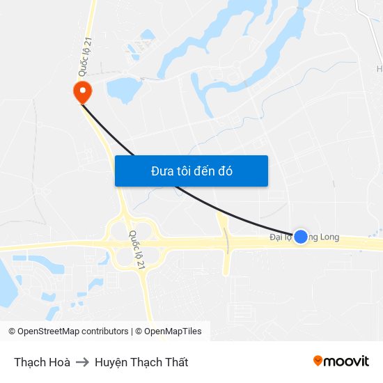 Thạch Hoà to Huyện Thạch Thất map