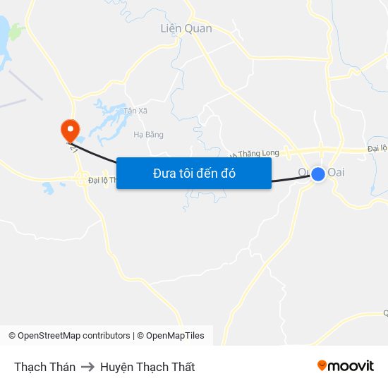 Thạch Thán to Huyện Thạch Thất map