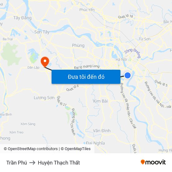 Trần Phú to Huyện Thạch Thất map