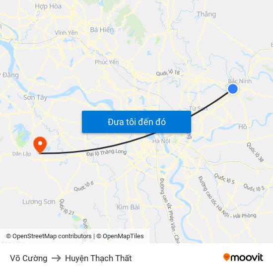 Võ Cường to Huyện Thạch Thất map