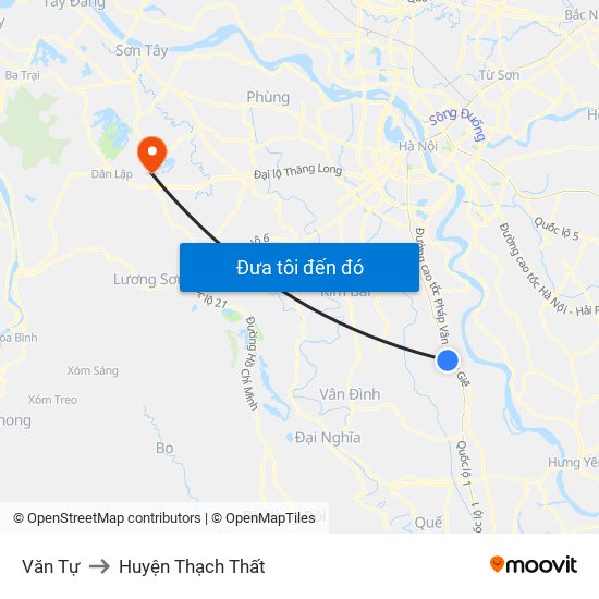 Văn Tự to Huyện Thạch Thất map