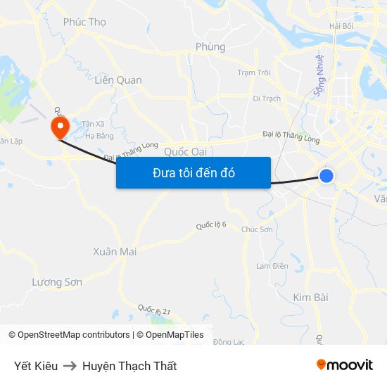 Yết Kiêu to Huyện Thạch Thất map