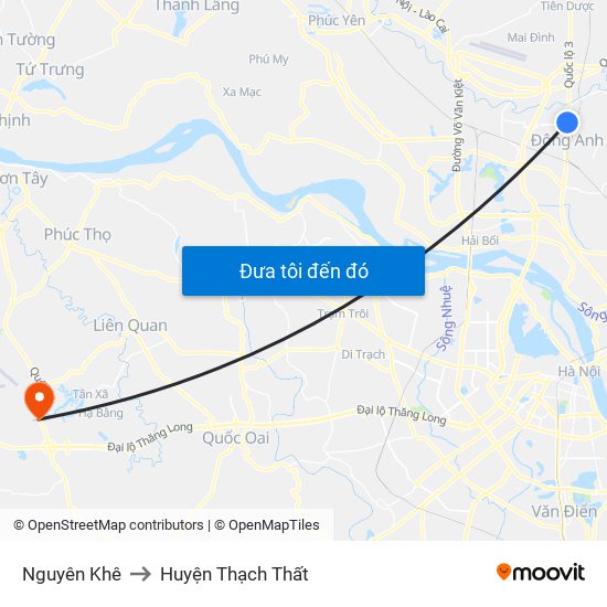 Nguyên Khê to Huyện Thạch Thất map