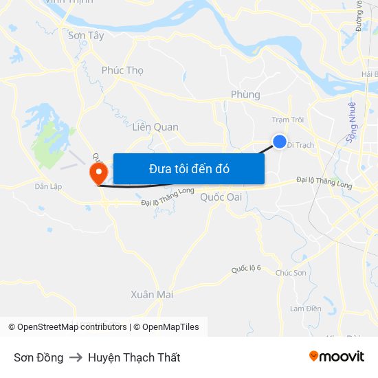 Sơn Đồng to Huyện Thạch Thất map