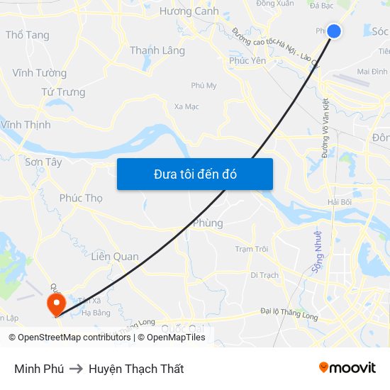 Minh Phú to Huyện Thạch Thất map