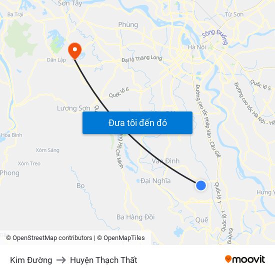 Kim Đường to Huyện Thạch Thất map