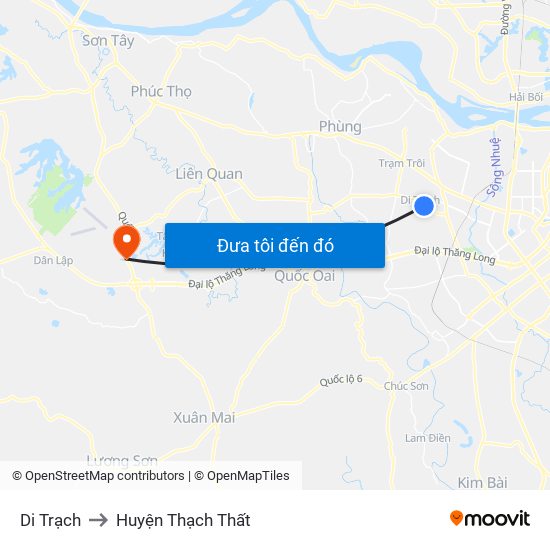 Di Trạch to Huyện Thạch Thất map