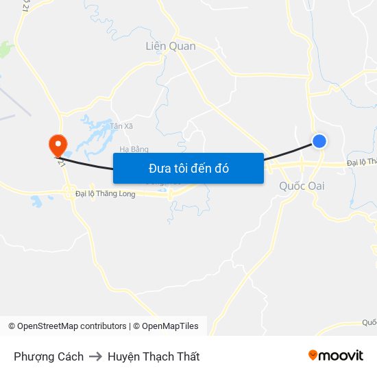 Phượng Cách to Huyện Thạch Thất map