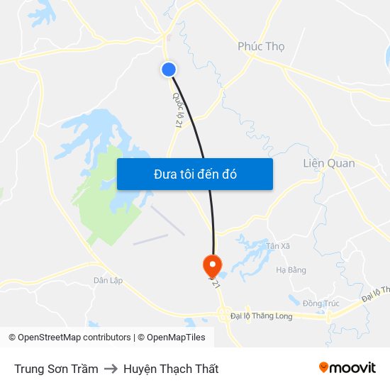 Trung Sơn Trầm to Huyện Thạch Thất map