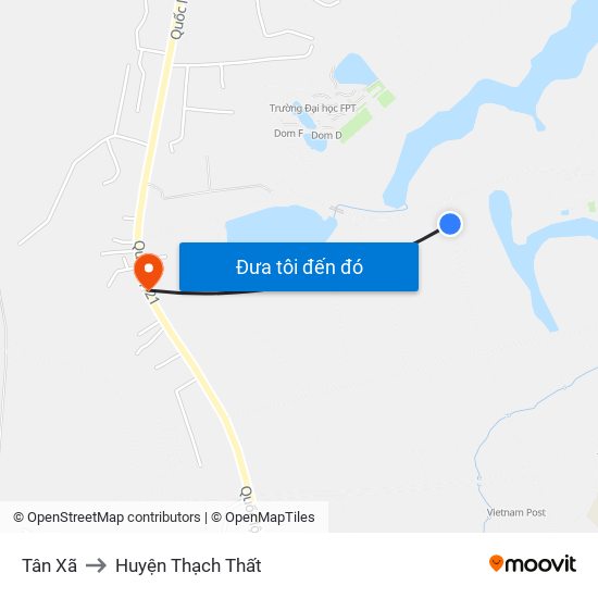 Tân Xã to Huyện Thạch Thất map