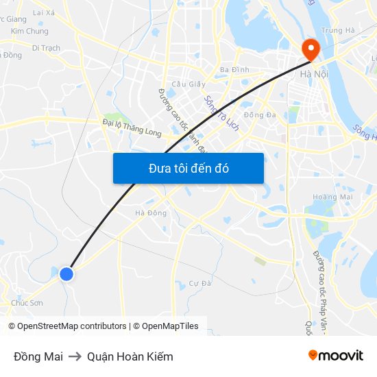 Đồng Mai to Quận Hoàn Kiếm map