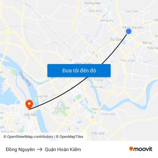 Đồng Nguyên to Quận Hoàn Kiếm map