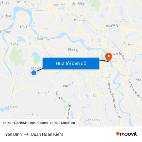 Yên Bình to Quận Hoàn Kiếm map