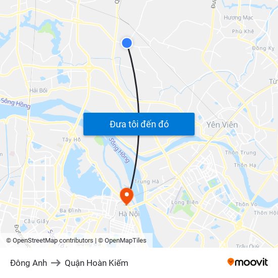 Đông Anh to Quận Hoàn Kiếm map