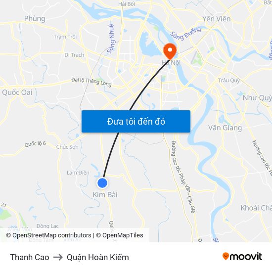 Thanh Cao to Quận Hoàn Kiếm map