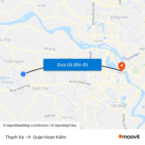 Thạch Xá to Quận Hoàn Kiếm map