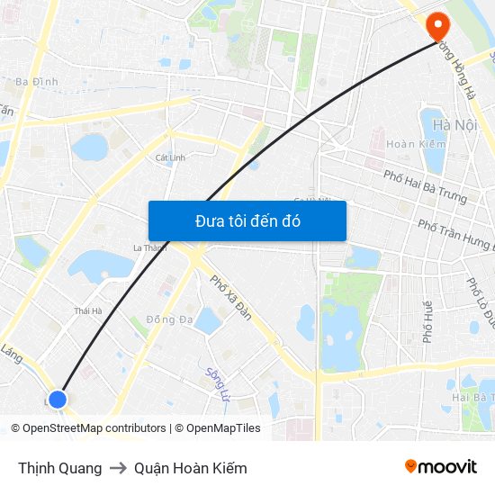Thịnh Quang to Quận Hoàn Kiếm map