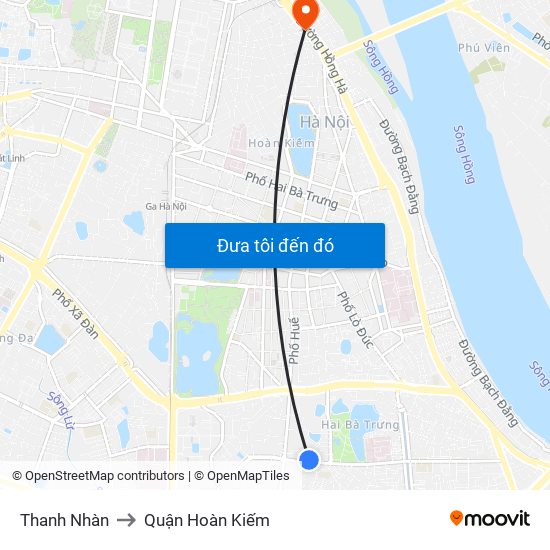 Thanh Nhàn to Quận Hoàn Kiếm map