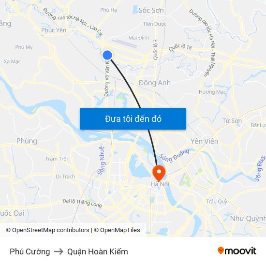 Phú Cường to Quận Hoàn Kiếm map