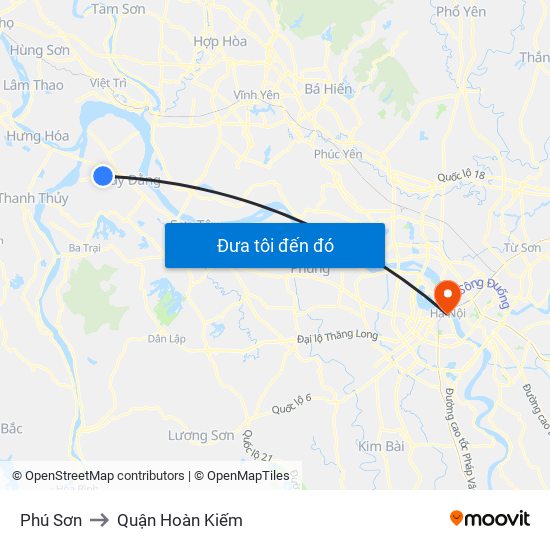 Phú Sơn to Quận Hoàn Kiếm map