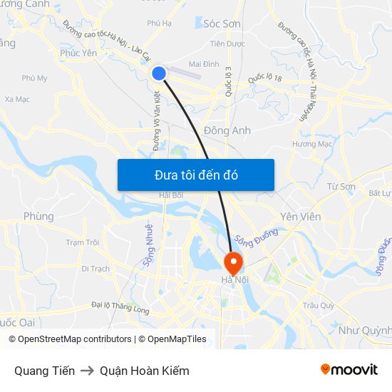 Quang Tiến to Quận Hoàn Kiếm map