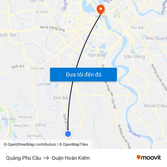 Quảng Phú Cầu to Quận Hoàn Kiếm map
