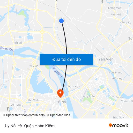 Uy Nỗ to Quận Hoàn Kiếm map