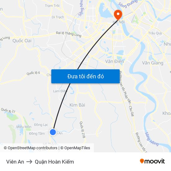 Viên An to Quận Hoàn Kiếm map