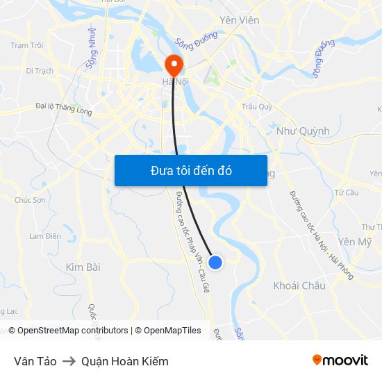 Vân Tảo to Quận Hoàn Kiếm map