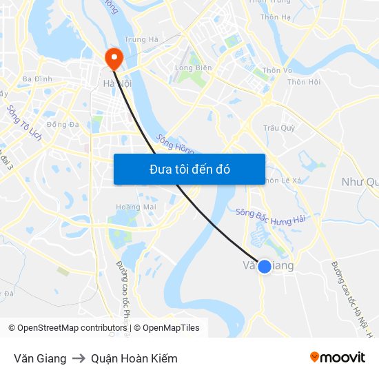 Văn Giang to Quận Hoàn Kiếm map
