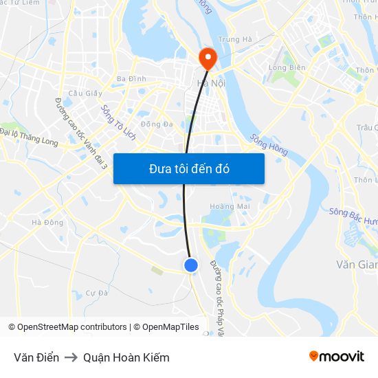 Văn Điển to Quận Hoàn Kiếm map