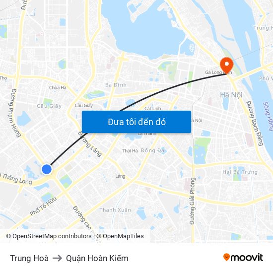 Trung Hoà to Quận Hoàn Kiếm map