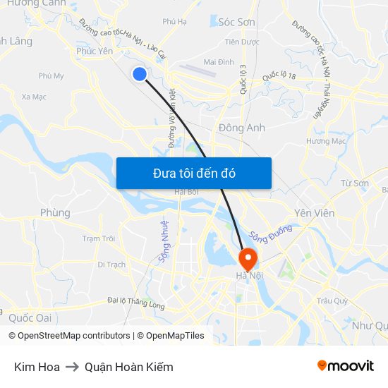 Kim Hoa to Quận Hoàn Kiếm map