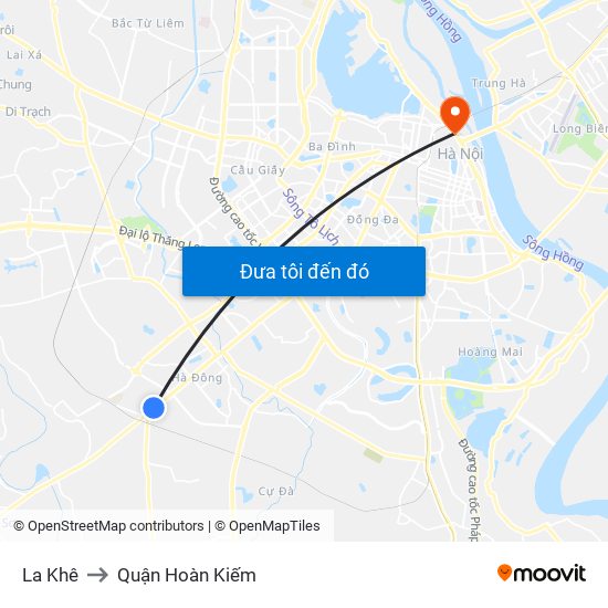 La Khê to Quận Hoàn Kiếm map